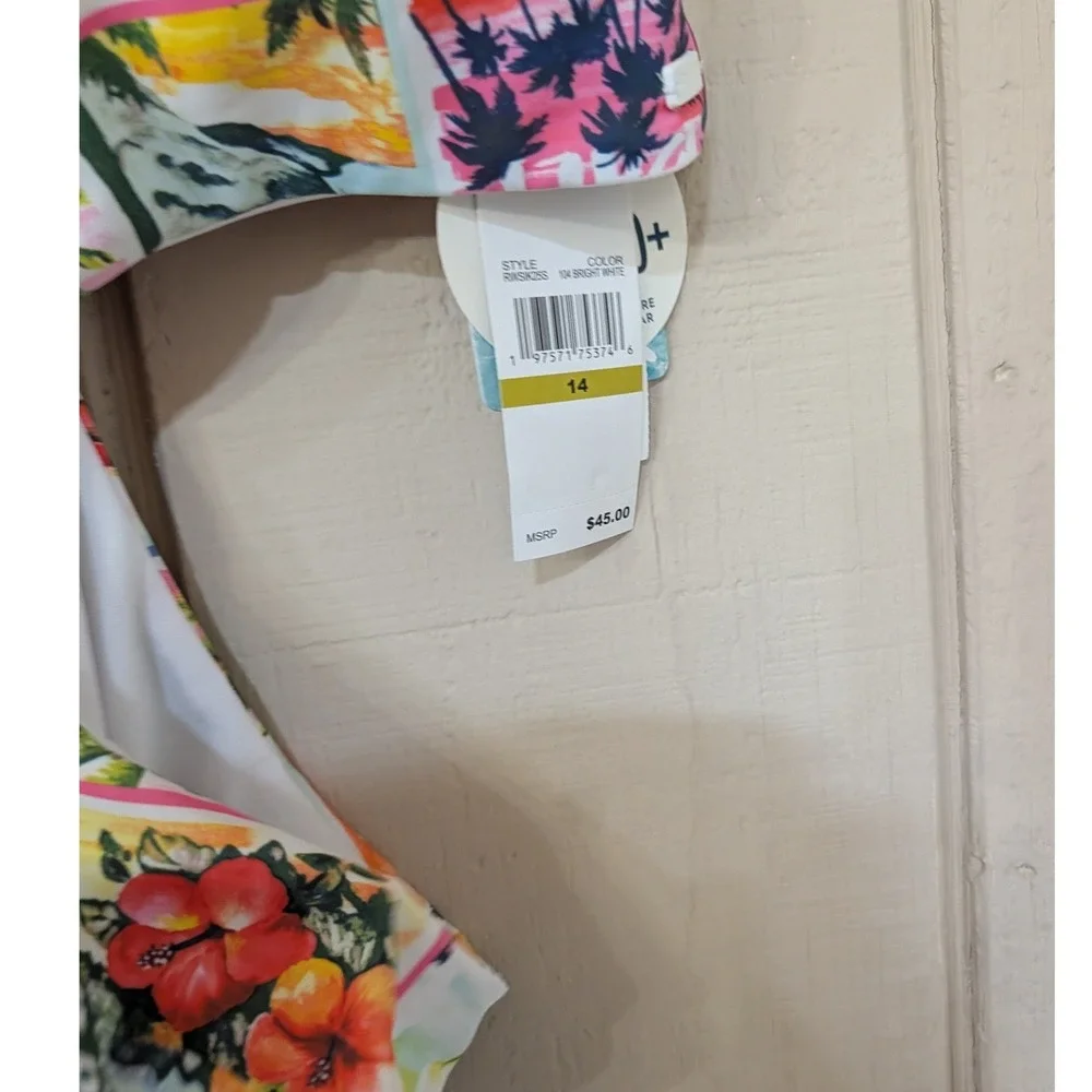 Roxy Girls Tropical‎ Postcard Cutout One Piece Swimsuit One Shoulder Size 14 NWT
